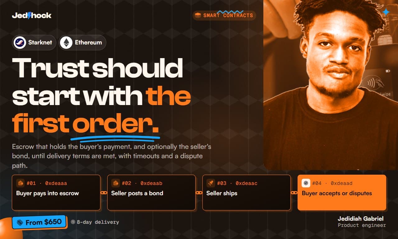 Marketplace Escrow Contract: I will build an escrow smart contract for your marketplace on Starknet or EVM