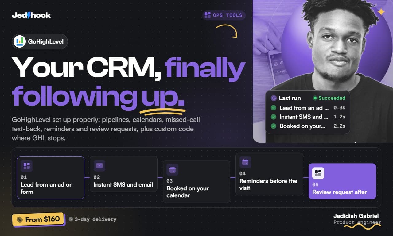 GoHighLevel Setup & Automation: I will set up GoHighLevel CRM, pipelines, workflows and missed call text back