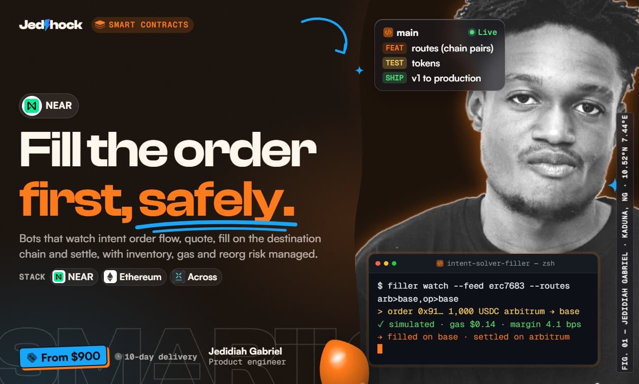 Intent Solver & Filler Bot flyer: Fill the order first, safely.
