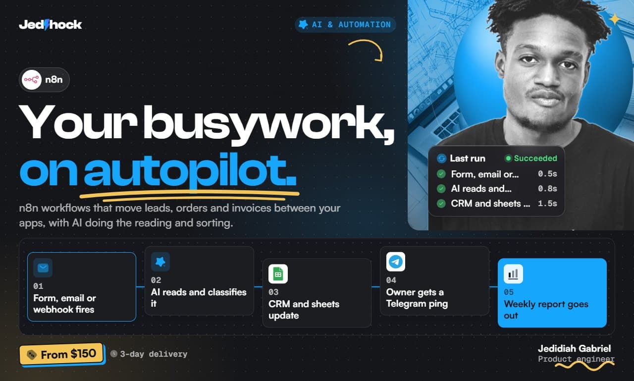 n8n AI Automation: I will build n8n AI automation workflows that run your business tasks