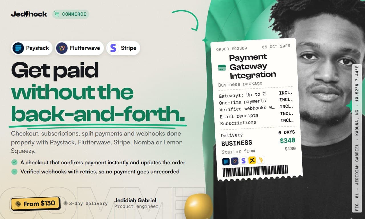 Payment Gateway Integration: I will integrate Paystack, Flutterwave, Stripe or Nomba payments into your app