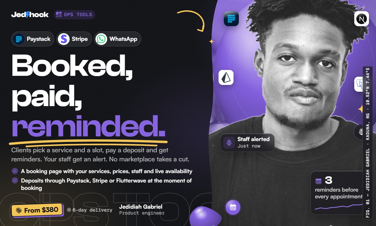 Booking system with deposits by Jedidiah Gabriel